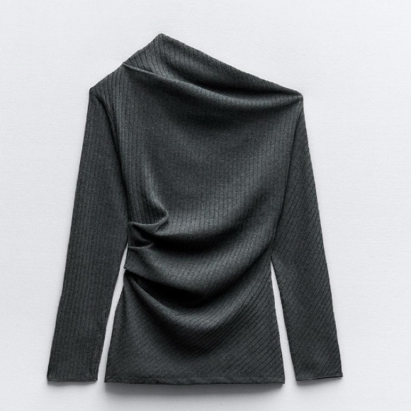 ASYMMETRIC RIBBED TOP - Picture 1 of 4